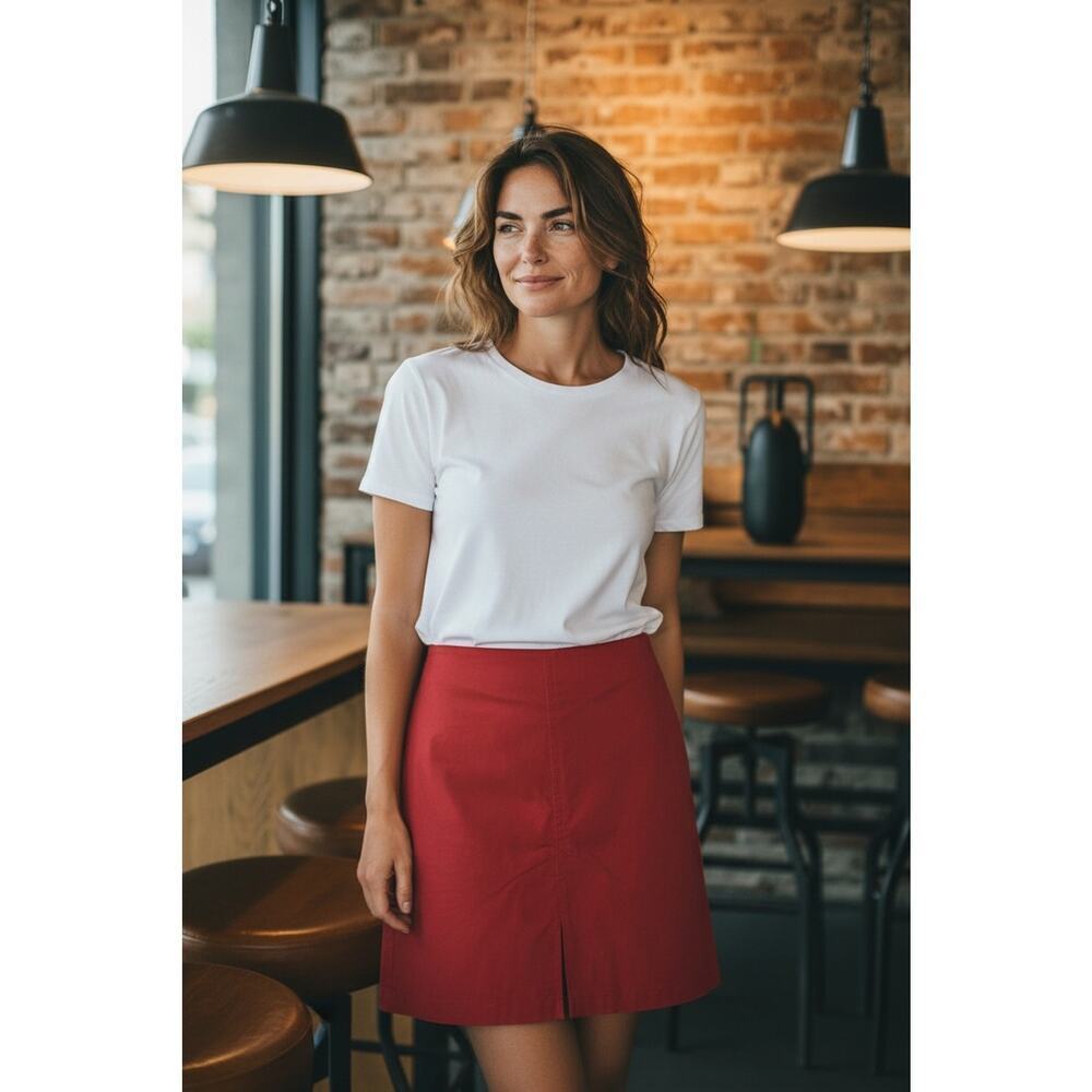 Gap Womens 90s Y2K Solid Red Khaki Business Casual Red Cotton Mini Skirt Size 6